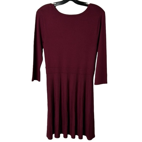 BCX,Dress ,NWT knit,rib,pleats,grommets,Burgundy,fit&Flare vtg,Y2K Large - Picture 5 of 12